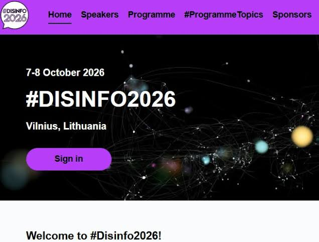 #Disinfo2026 conference banner, 7-8 October 2026, Vilnius, Lithuania